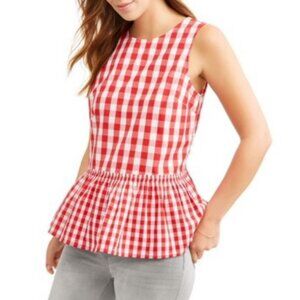 Time & Tru Plaid Peplum Sleeveless Tank Top Sz S